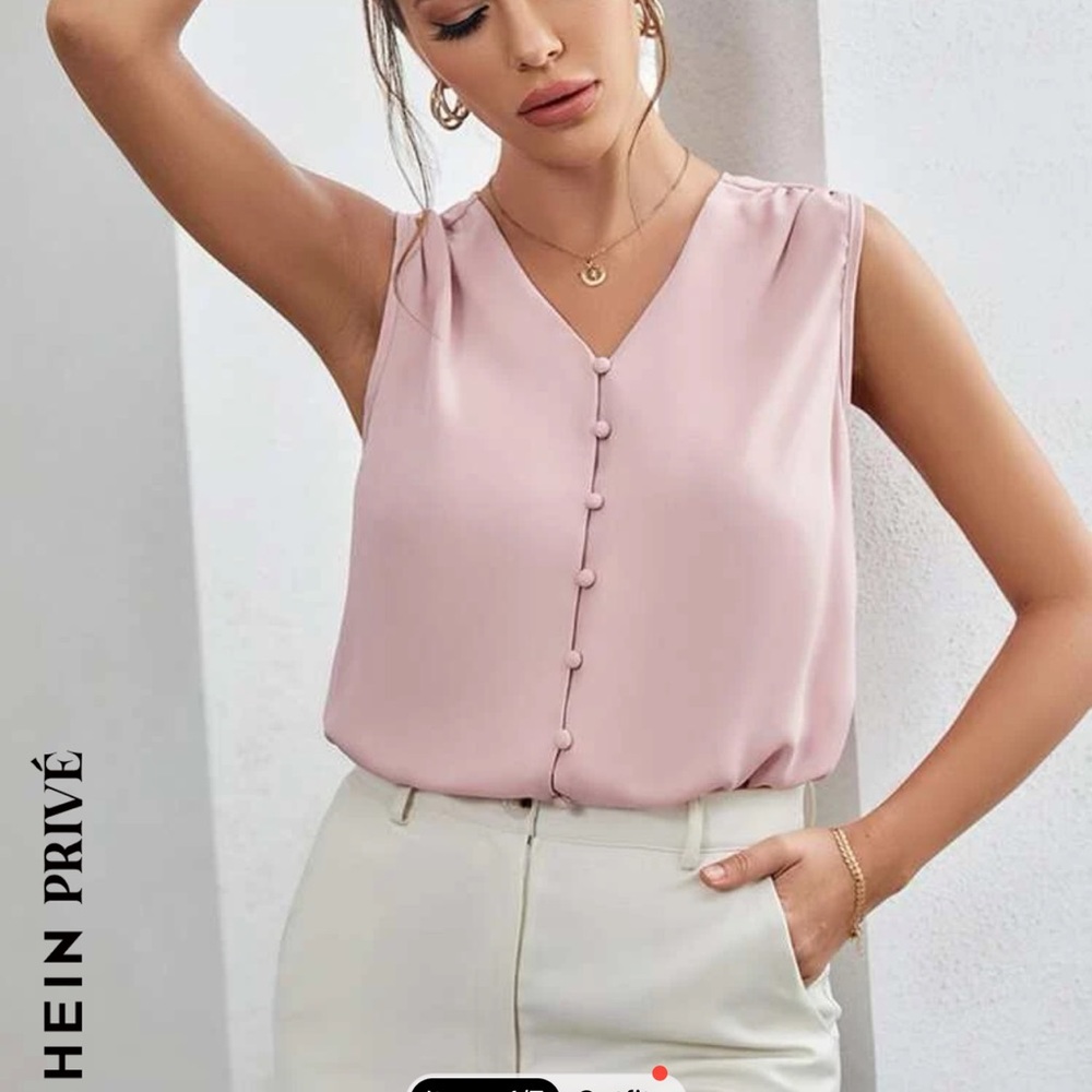 Pink button up blouse